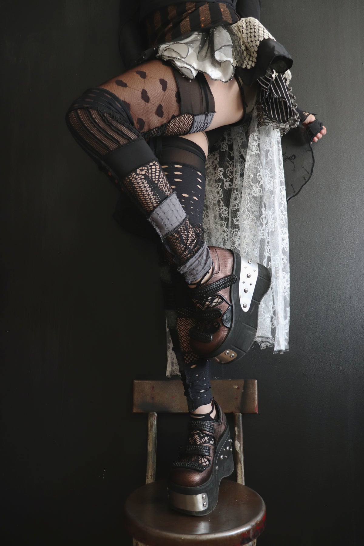WhoopsLove (One Size) Footless Thigh High Stockings Little Love Mix