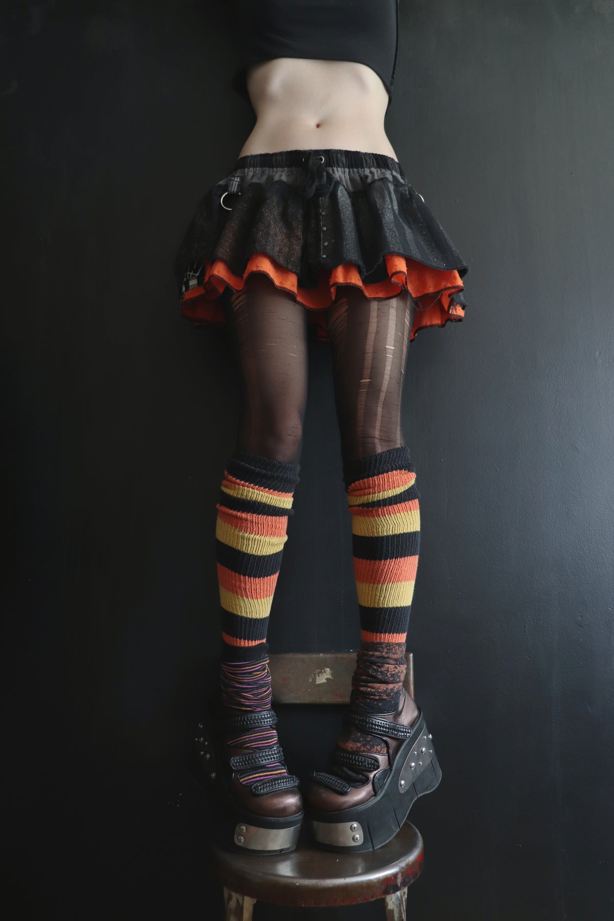 ASilenceYouCouldName (One Size) Cotton Patch Ultra Mini Skirt With Pockets Subtle Spooky Mix