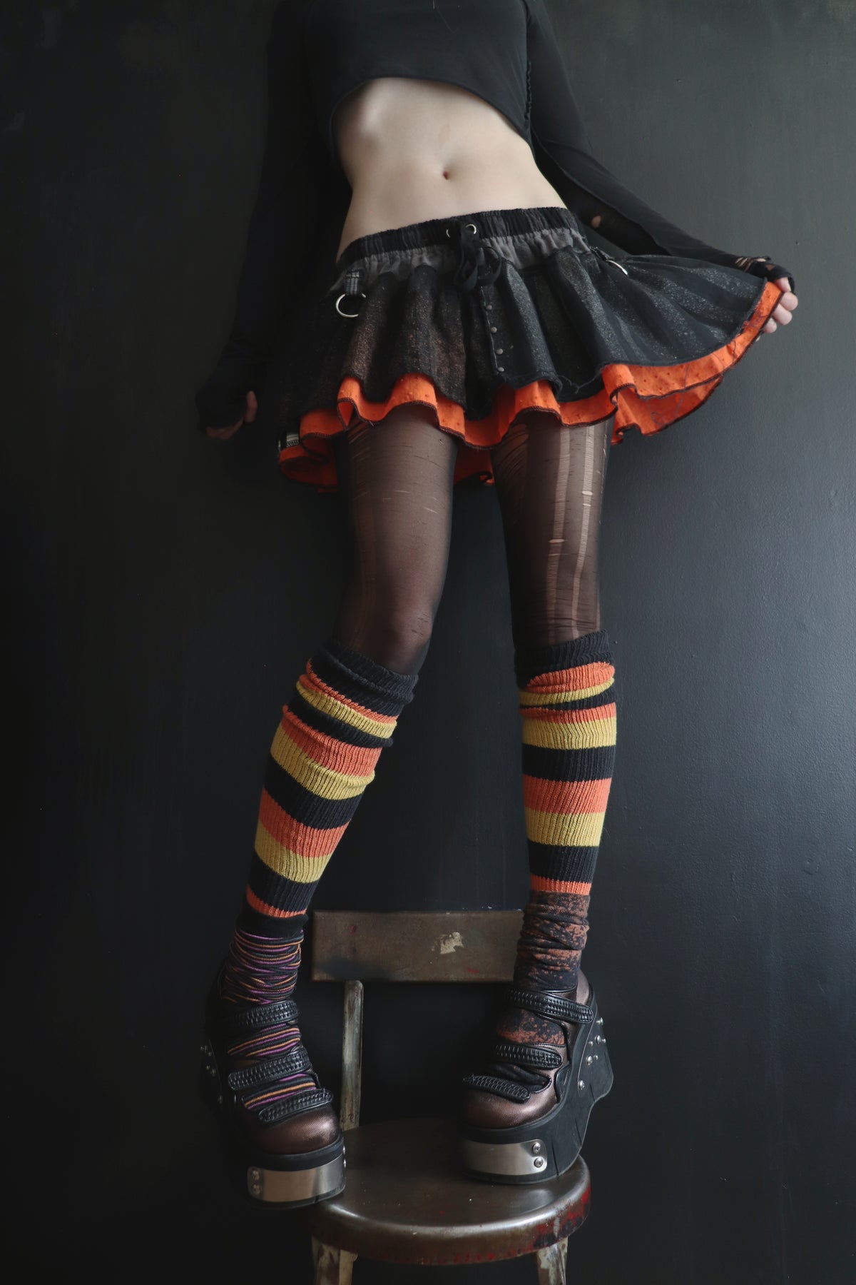 ASilenceYouCouldName (One Size) Cotton Patch Ultra Mini Skirt With Pockets Subtle Spooky Mix