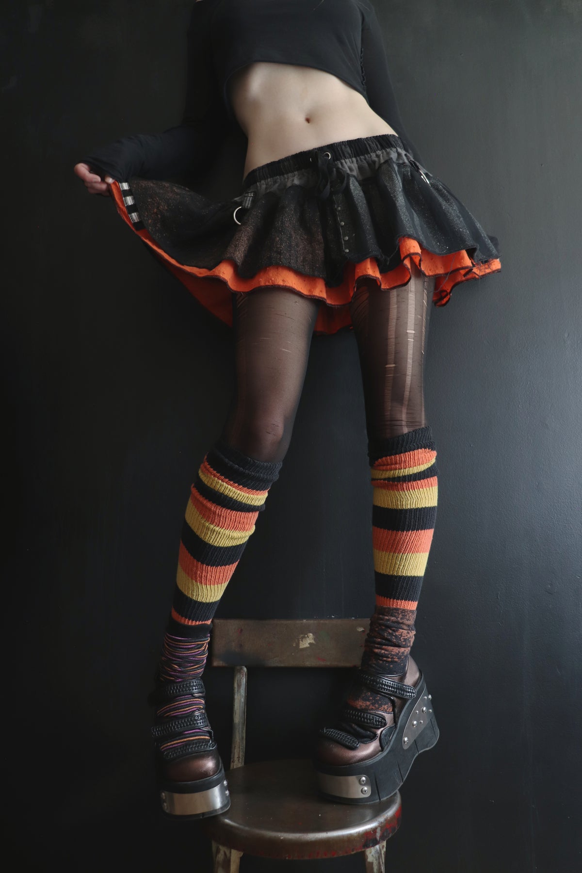 ASilenceYouCouldName (One Size) Cotton Patch Ultra Mini Skirt With Pockets Subtle Spooky Mix