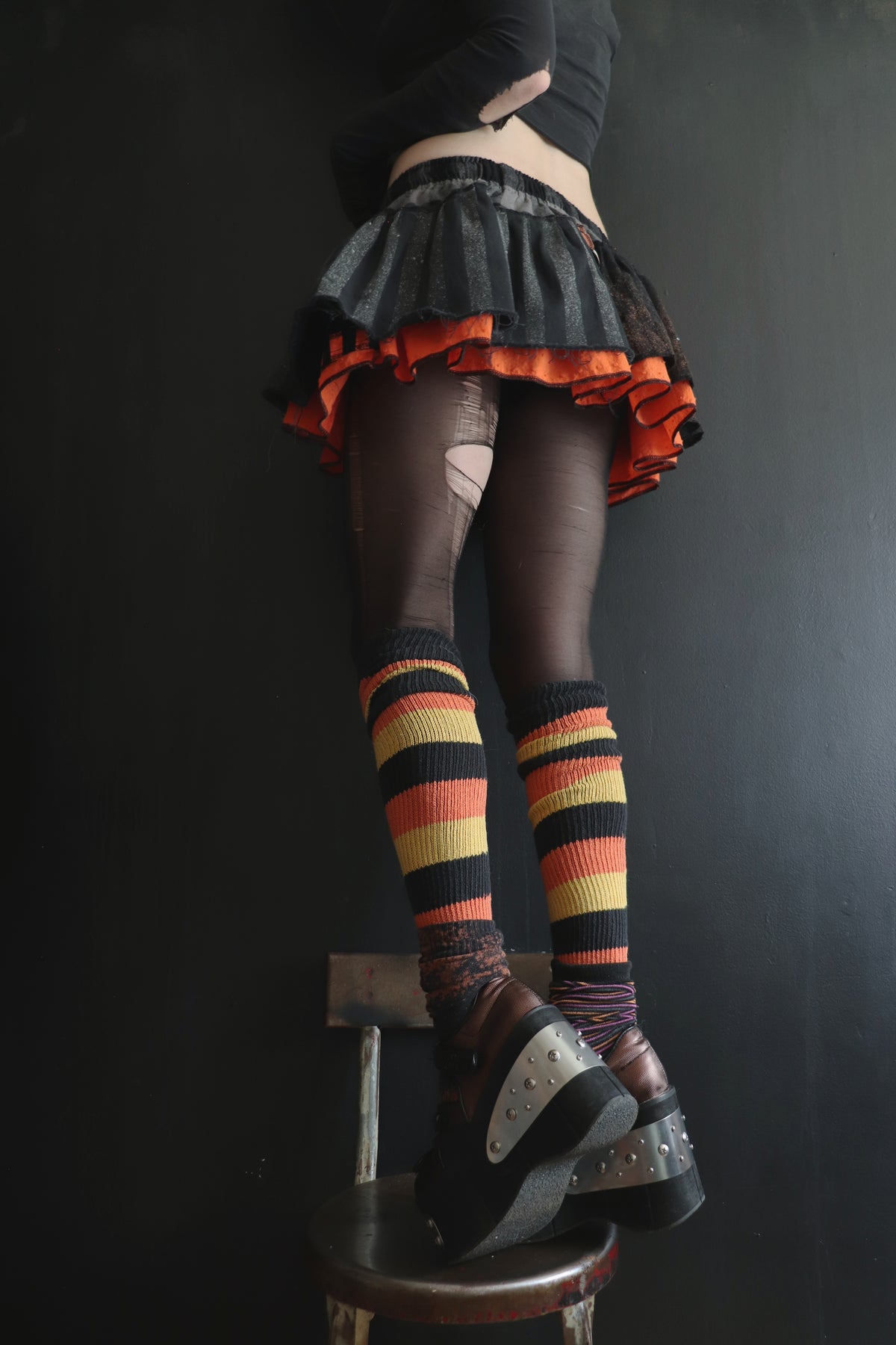 ASilenceYouCouldName (One Size) Cotton Patch Ultra Mini Skirt With Pockets Subtle Spooky Mix