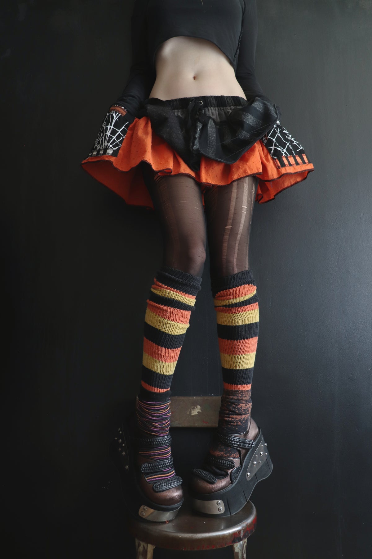 ASilenceYouCouldName (One Size) Cotton Patch Ultra Mini Skirt With Pockets Subtle Spooky Mix