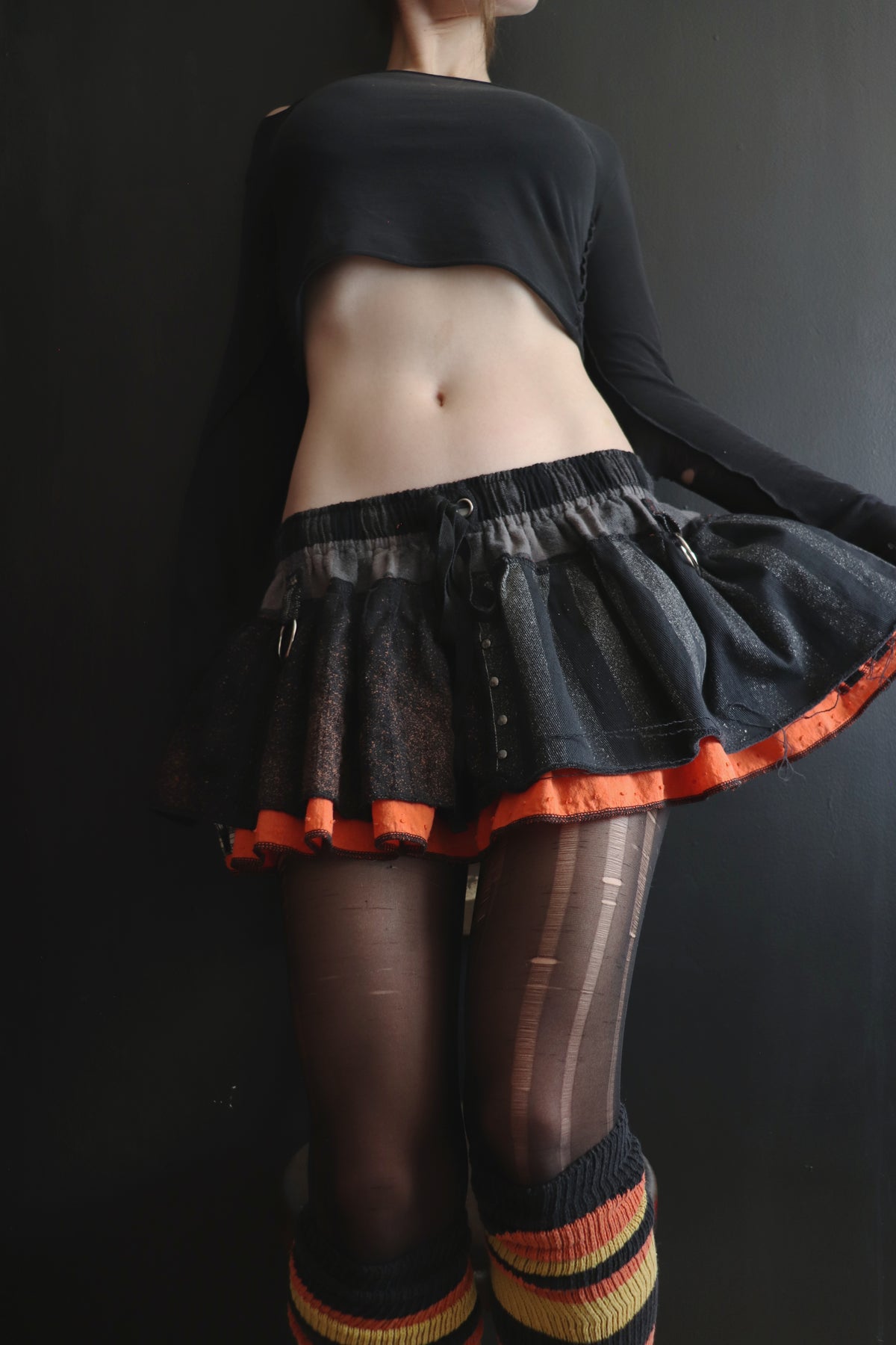ASilenceYouCouldName (One Size) Cotton Patch Ultra Mini Skirt With Pockets Subtle Spooky Mix