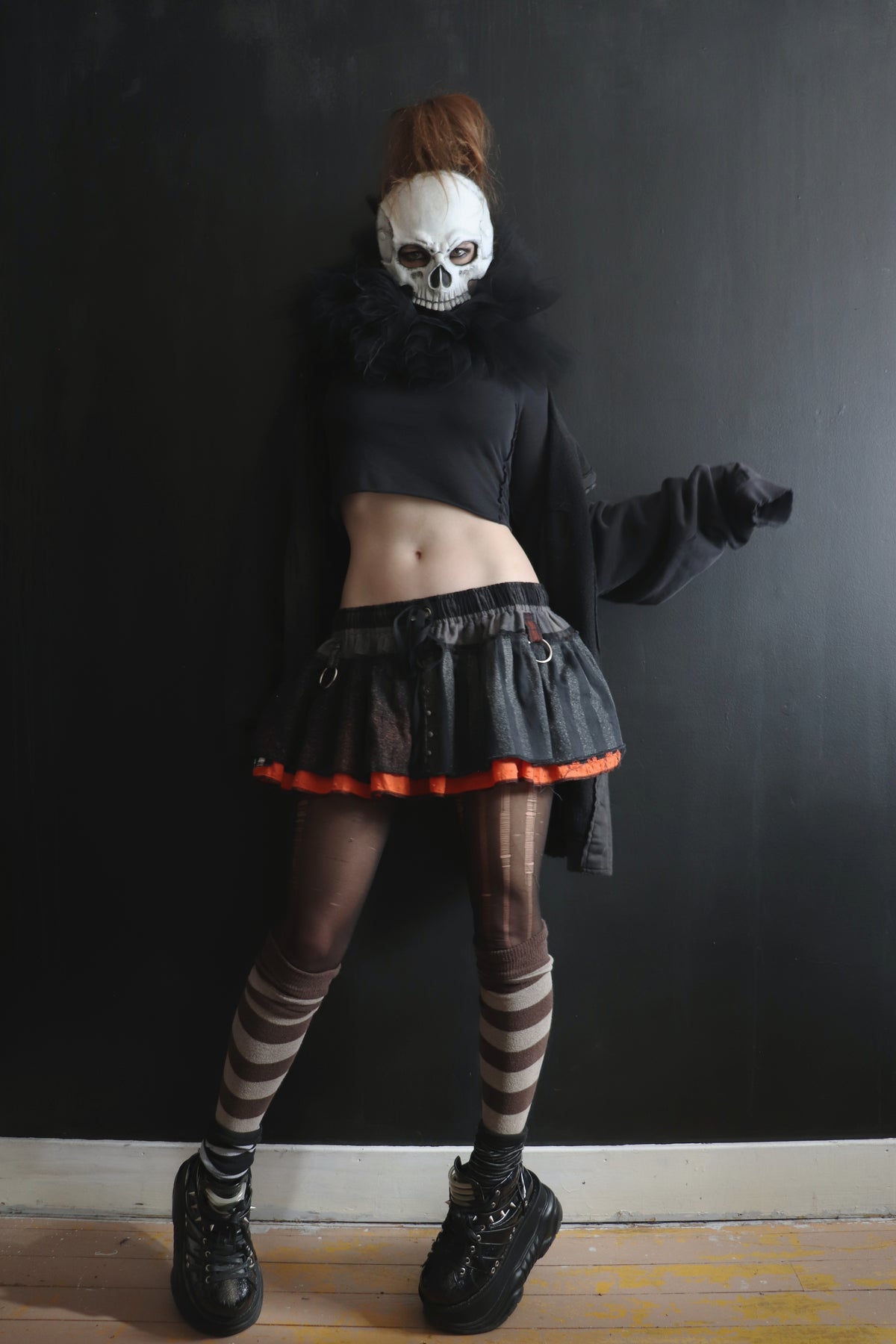 ASilenceYouCouldName (One Size) Cotton Patch Ultra Mini Skirt With Pockets Subtle Spooky Mix